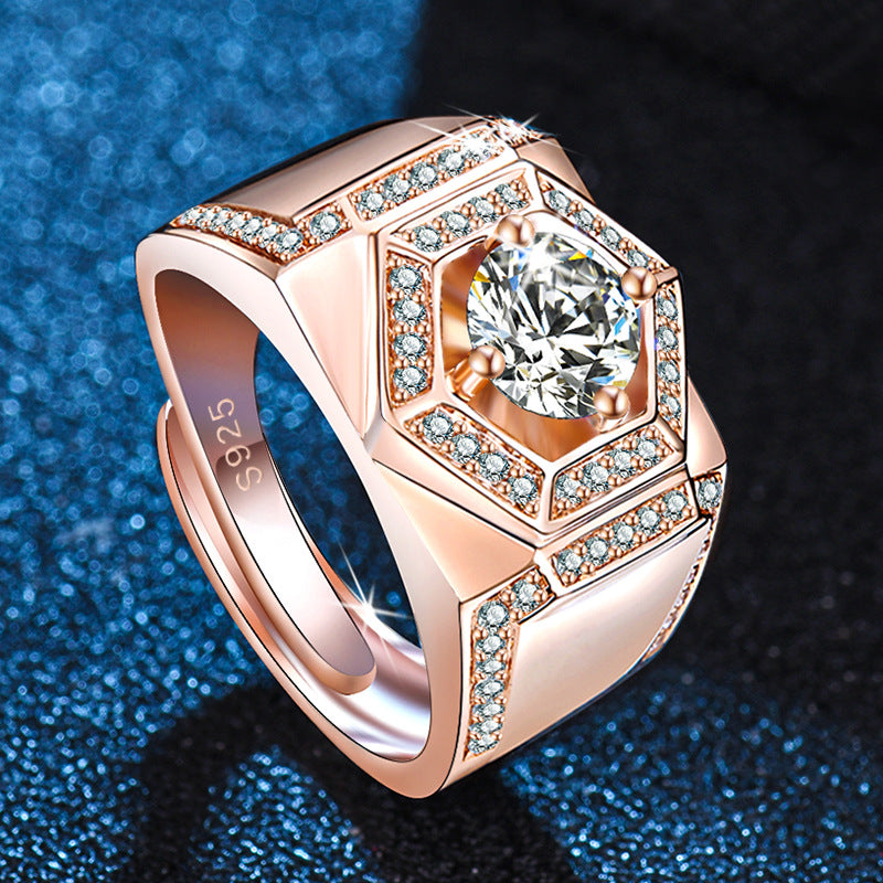Herrenringe mit imitiertem Moissanit-Karat-Diamant, platiniert