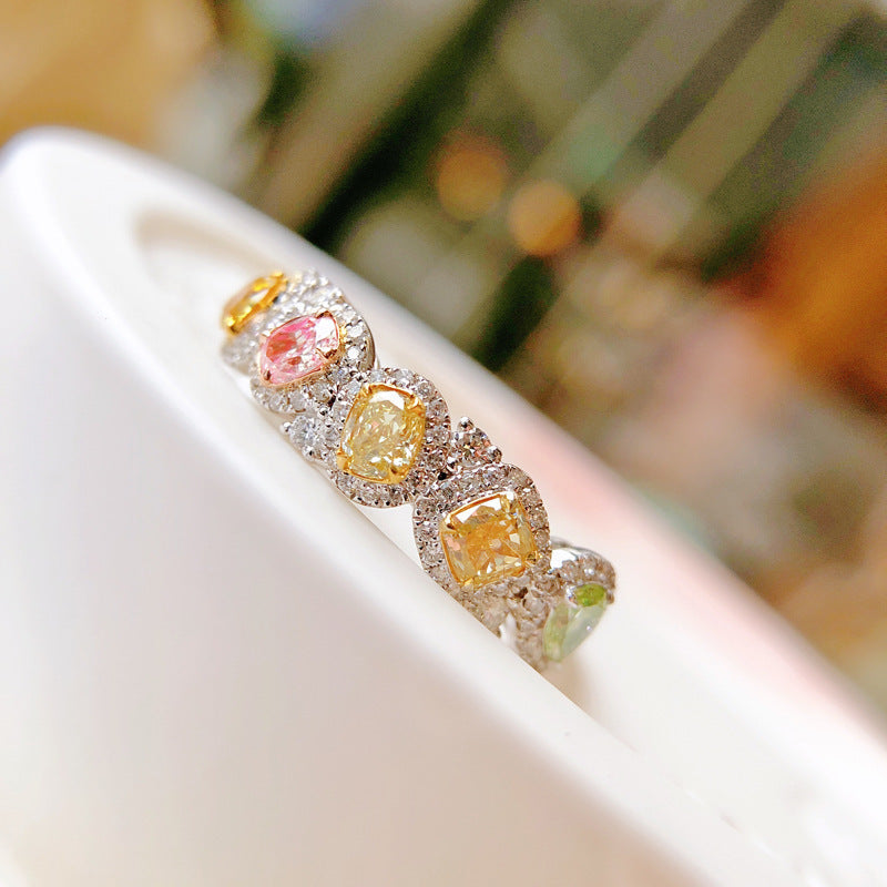 Women's Natural Colorful Crystals Stackable Light Design Rings