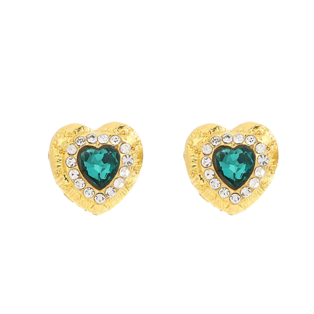 Lava Love Heart-shaped Light Luxury Emerald Jewelry Set