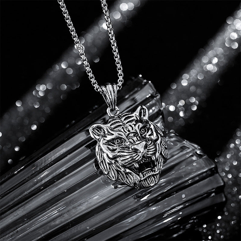 Colliers de marée métallique avec pendentif tigre et zodiaque pour femmes et hommes