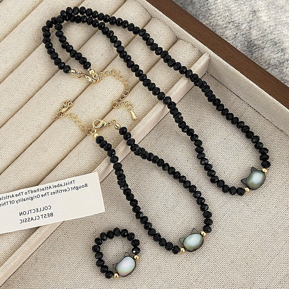 Colliers colorés Kitty en cristal noir de haute qualité à usage quotidien