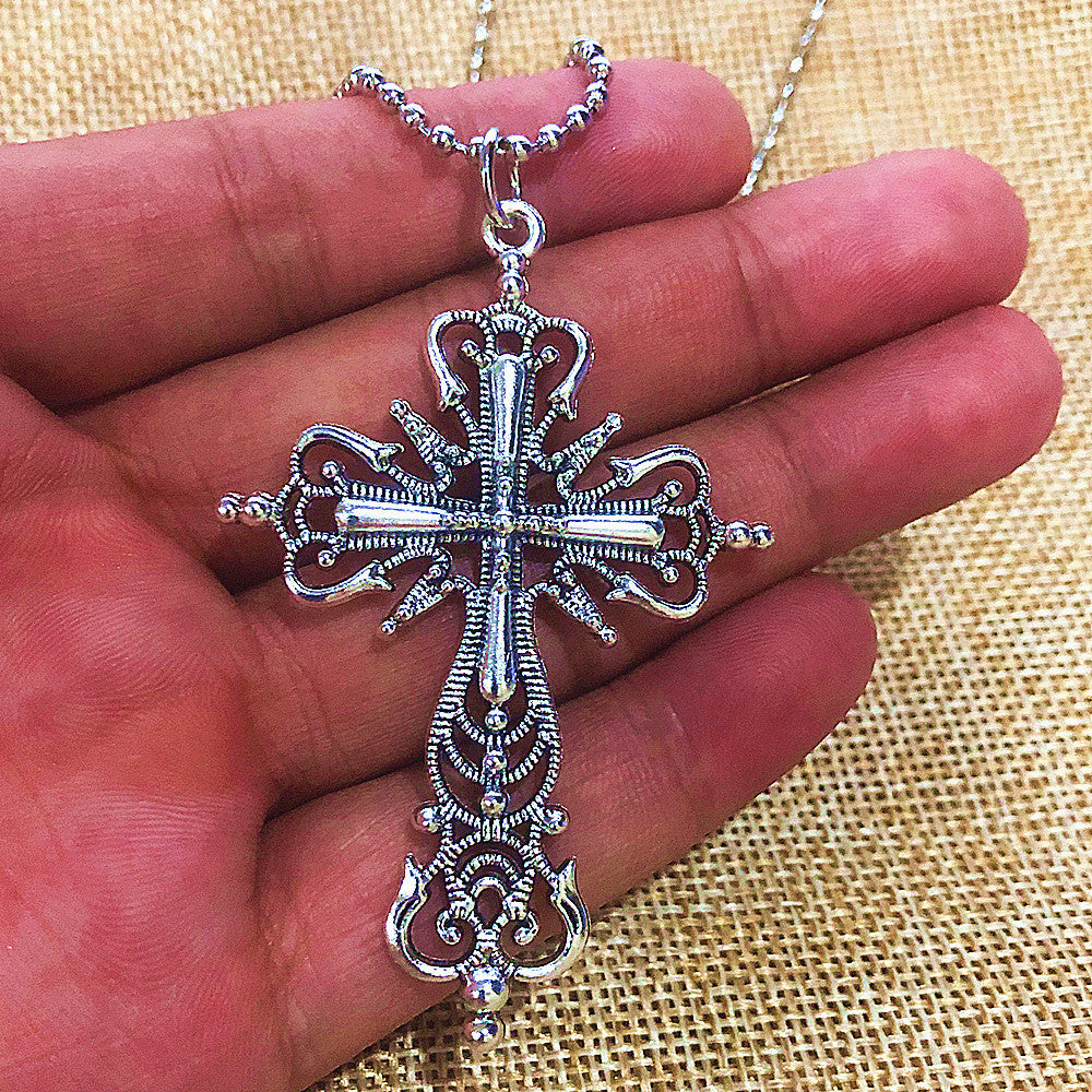 Decoration Accessories Ancient Sier Cross Hanging Necklaces