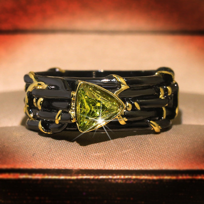 Fashion Personality Two-color Ornament Inlaid Topaz Rings
