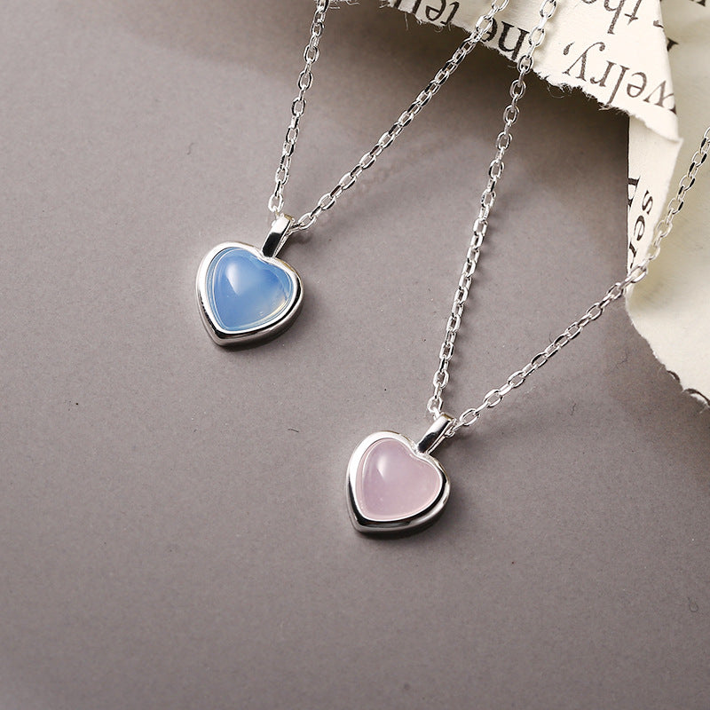 Colliers en argent Sterling rose, amour, cœur de pêche, doux