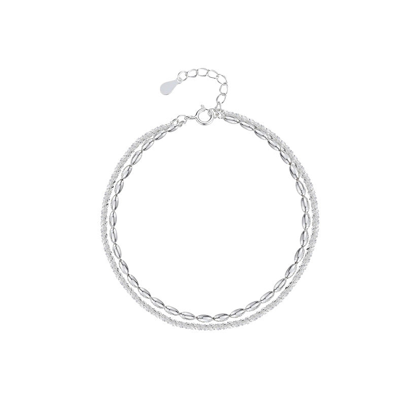 Sier Plated Copper Niche High-grade Starry Exquisite Rice Grain Bracelets