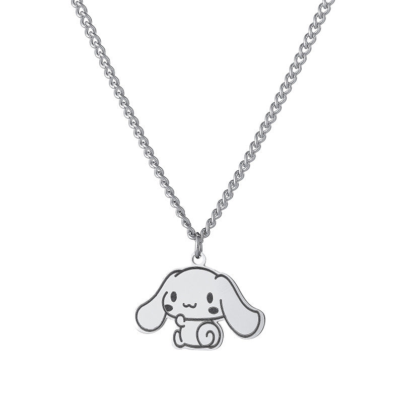 Dessin animé pendentif mignon coeur Couple grandes oreilles chiot colliers