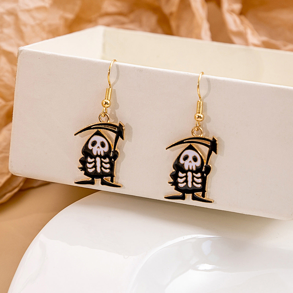 Halloween Bat Pumpkin Funny Horror Skull Eye Beads Earrings