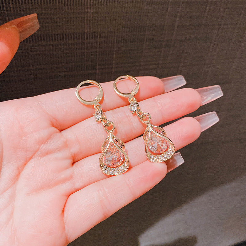 Luxury Advanced Sense Opal Zircon Geometric Water Drop Female Classy Rings