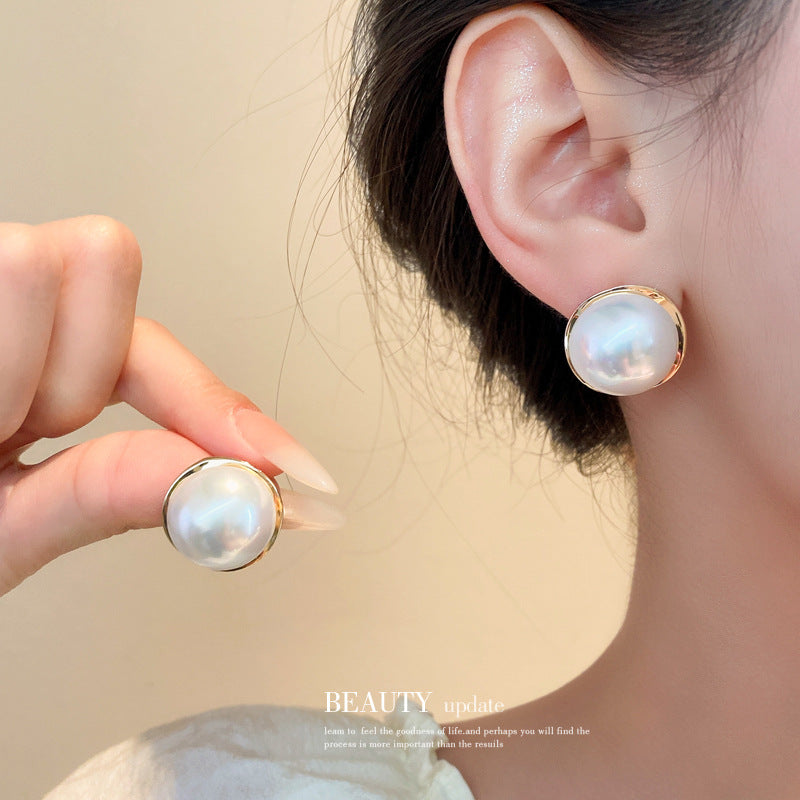 Boucles d'oreilles d'oreille de conception minimaliste de mode géométrique de perle
