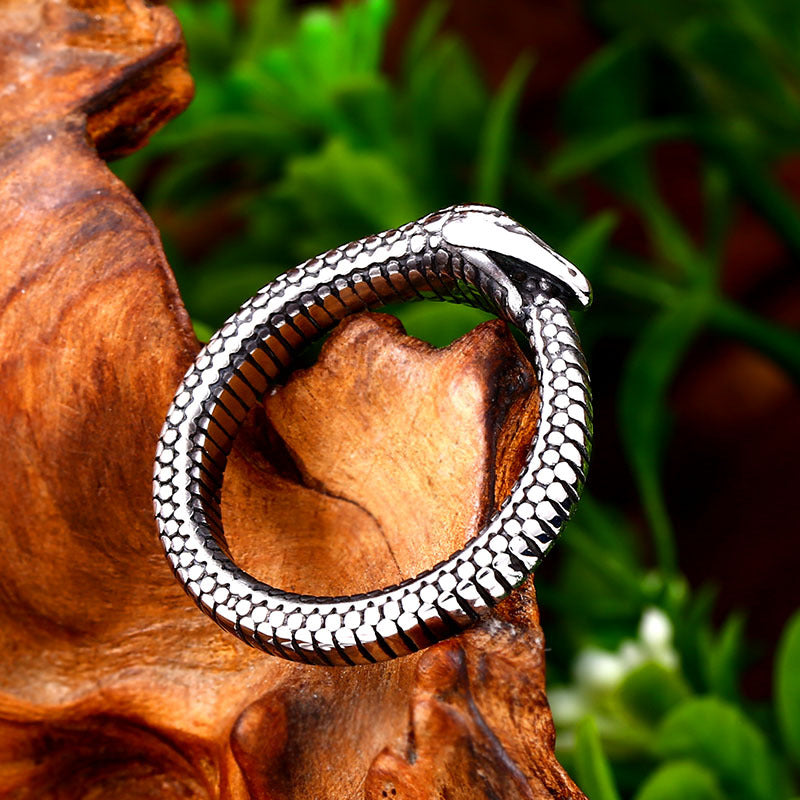 Men's Stainless Steel Rattlesnake Vintage Titanium Simple Rings
