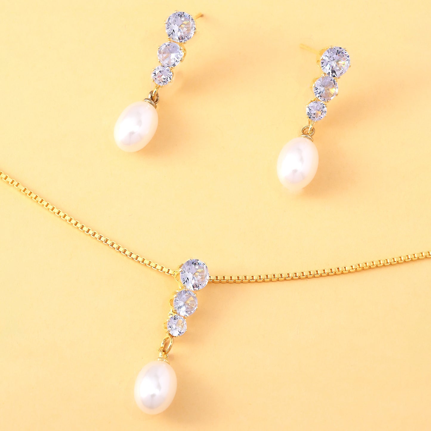 Water Drop Pearl Alloy Thin Chain Elegant Rings