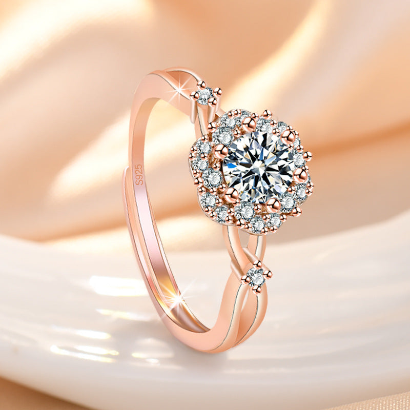 Imitation Diamond Rich Flower Stamen Open Rings