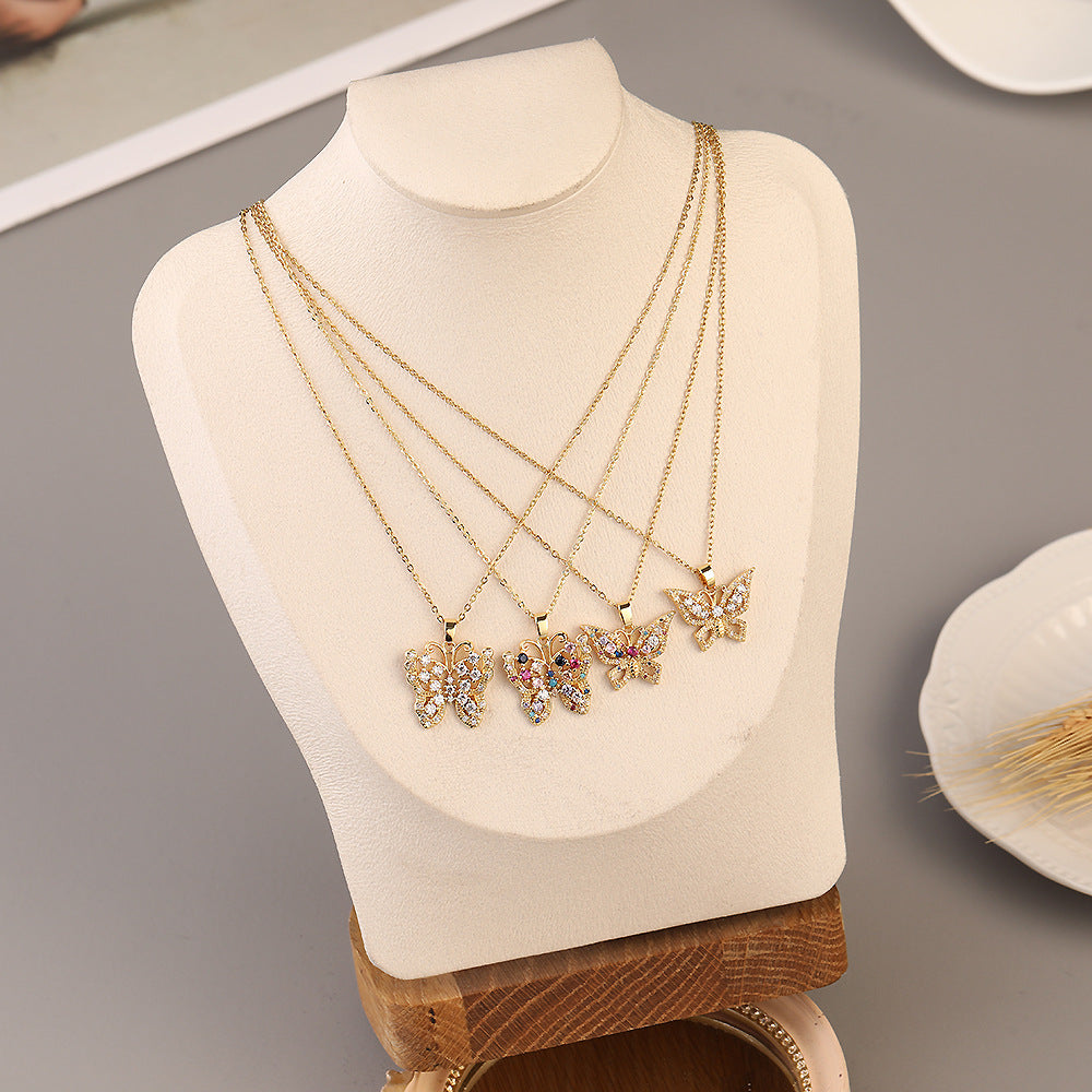 Simple Fashion Sweet Niche Butterfly Geometric Color Necklaces