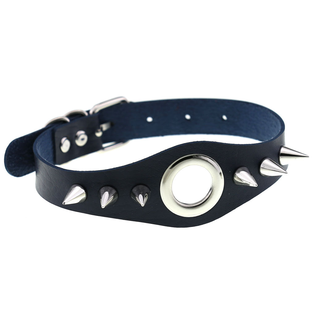 Punk Goth Leather Rivet Pointed Nail Personality Necklaces