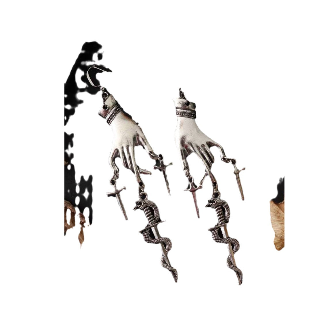 Gothic Hand Schwert Schlange schwingende Ohrringe