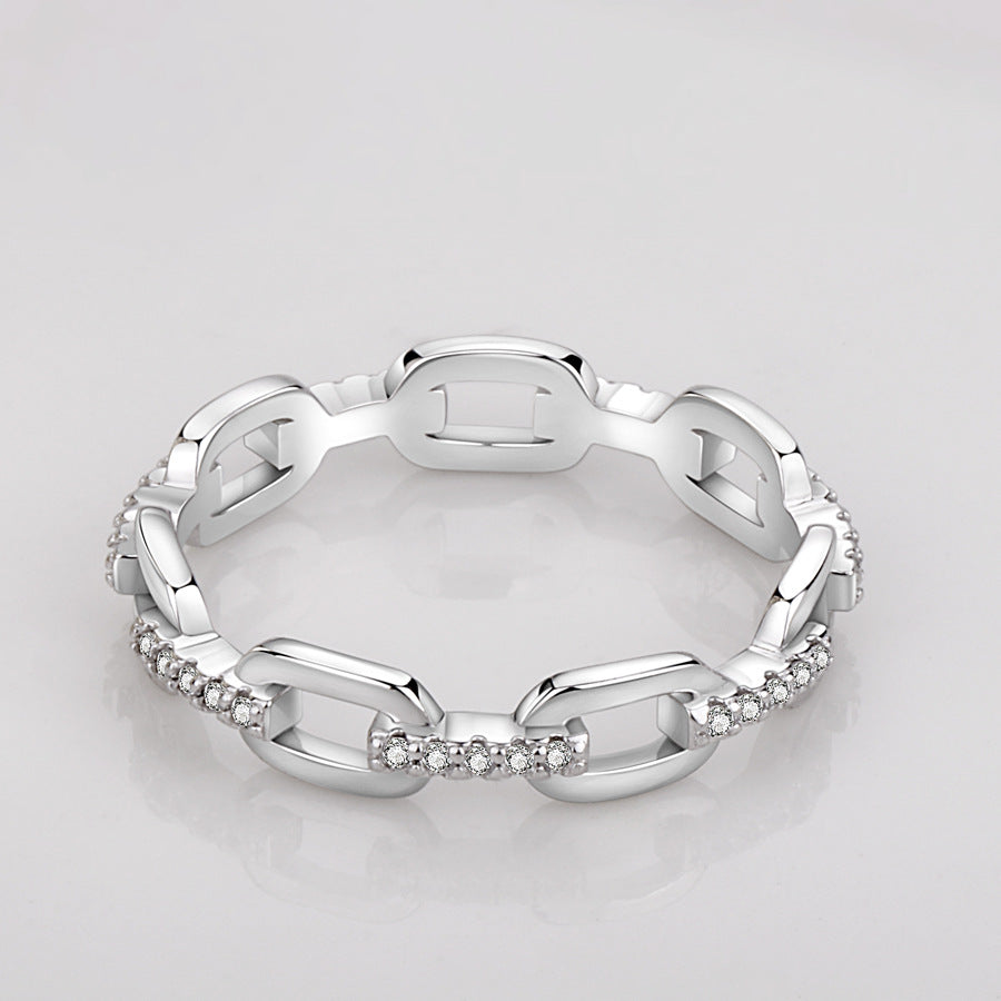 Damen-Diamant, schmale Version, Kette, kleine Mikroringe