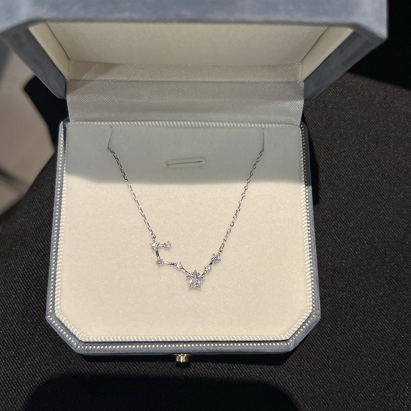 Colliers en chaîne de clavicule sauvage de tempérament féminin de grande ourse en argent sterling