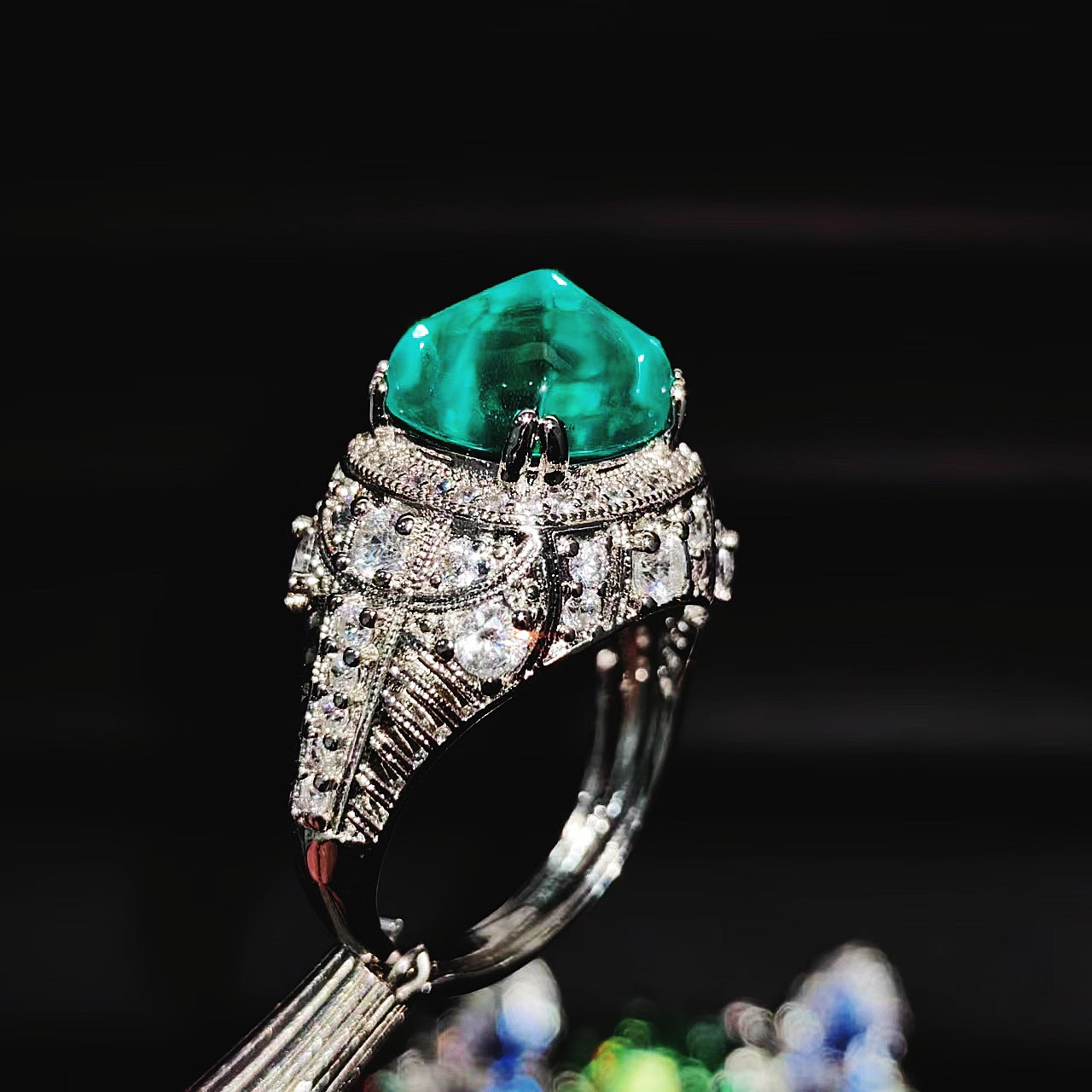 Turm weibliche königsblaue bunte Kristalle öffnen High Sense Ringe