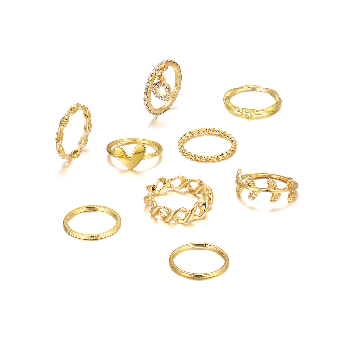 Leaf Opening More Than Knuckle Suit Piece Set Design Rings