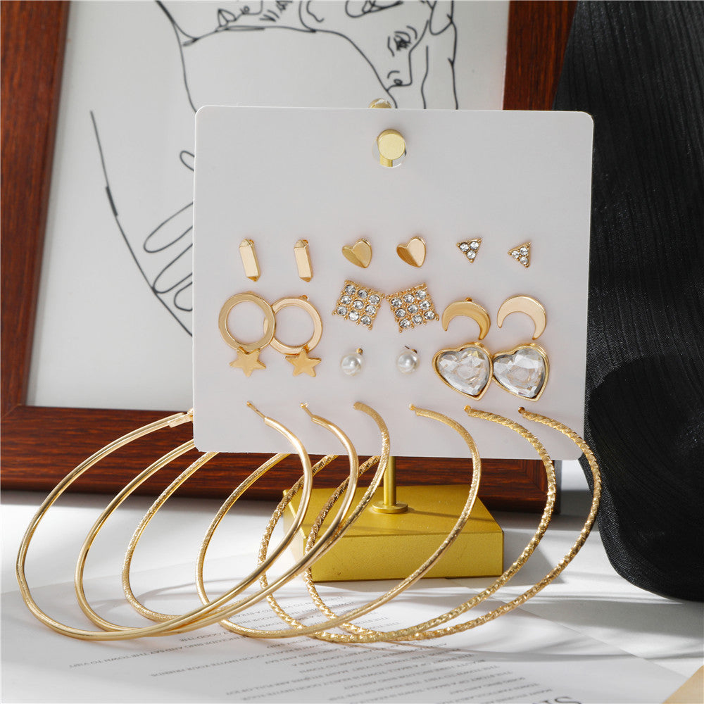Korean Female Star Moon Love Personalized Earings Set Pair Earrings
