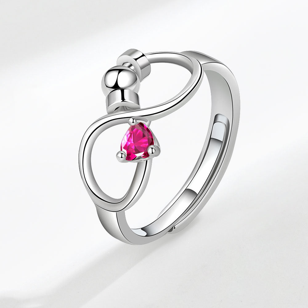 Birthstone Rotating Decompression Heart-shaped Infinite Couple Rings