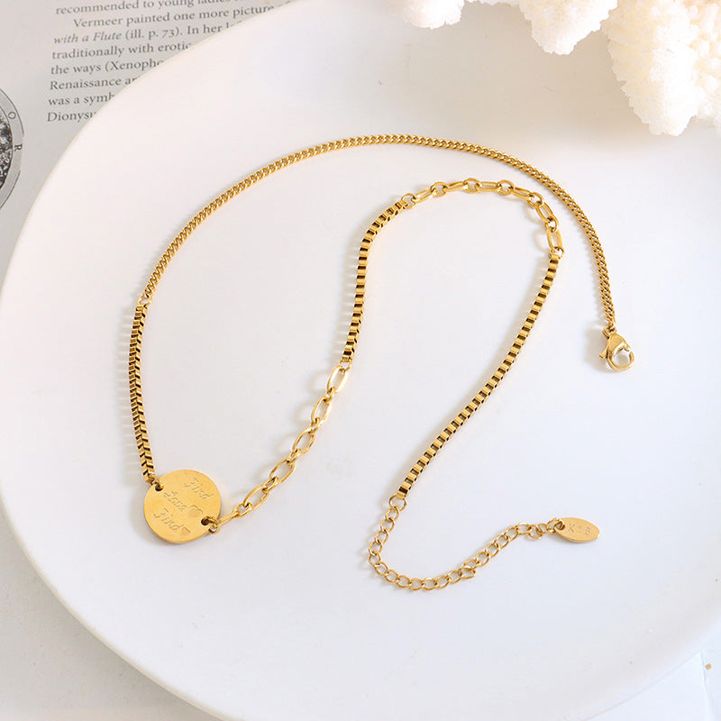 Hop tendance anglais plaque ronde pendentif couture colliers