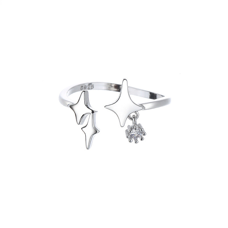 Women's Gu Style High-grade Zircon Four Stars Personalized Rings