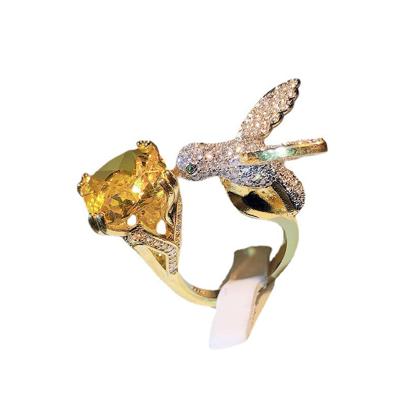 Creative Hummingbird Group Inlaid Zircon Light Rings