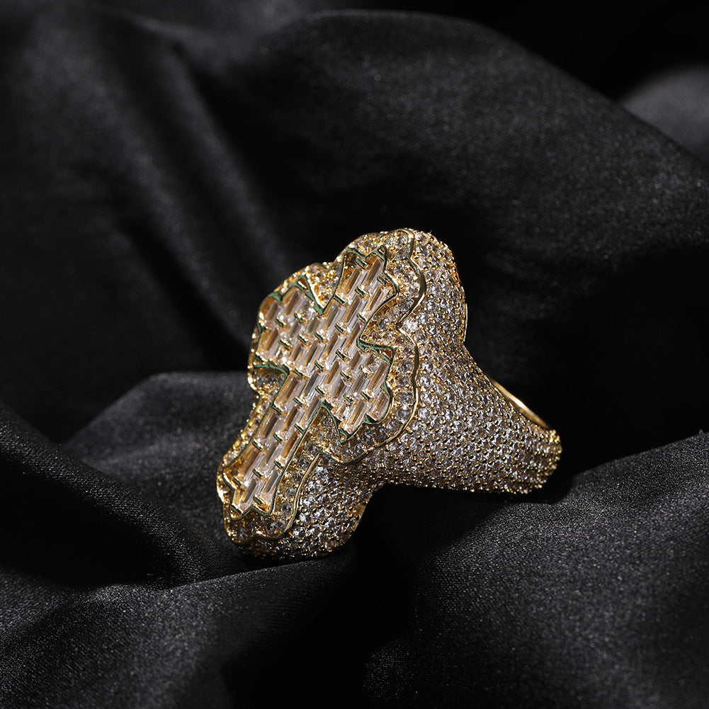 Material Cross Shape Personalized Zircon Male Rings