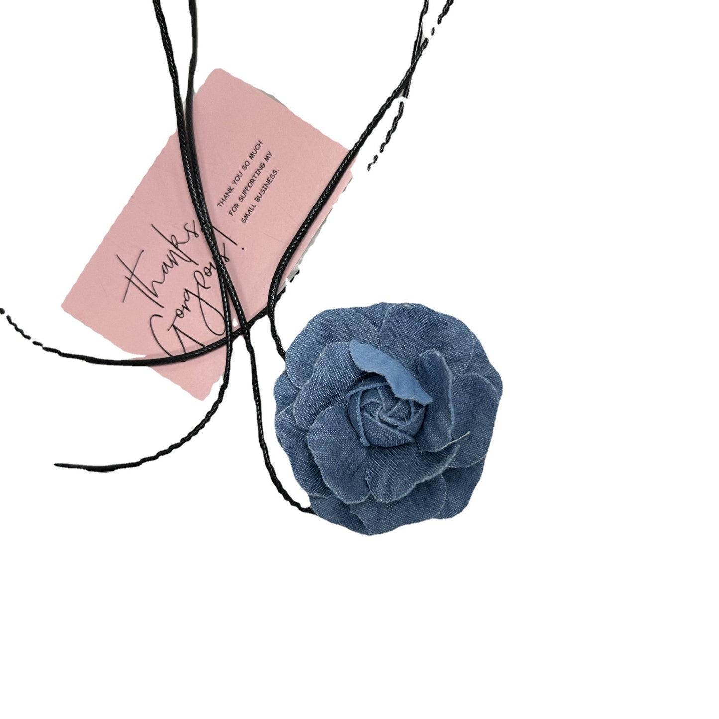 Damen-Denim-Kamelien-hochwertige Vintage-Blumen-Französisch-Halsketten