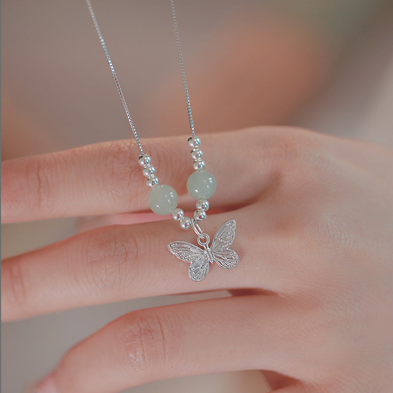 Colliers de haute qualité avec chaîne de clavicule en jade rétro de niche
