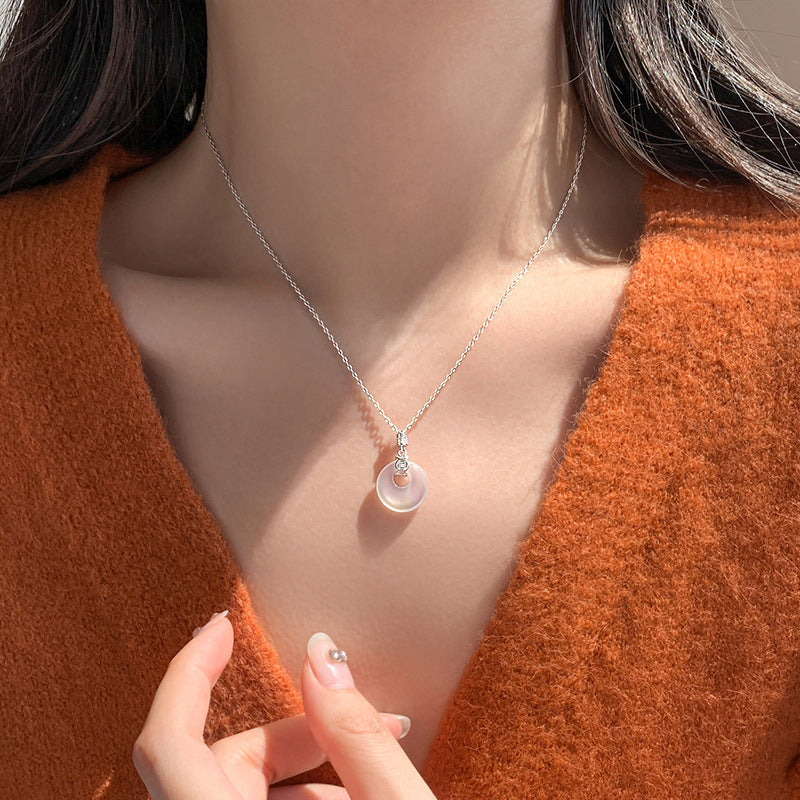 Vintage White Chalcedony Pendant National Fashion Ethnic Style Necklaces