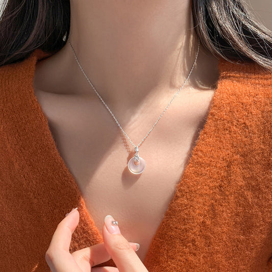 Vintage White Chalcedony Pendant National Fashion Ethnic Style Necklaces