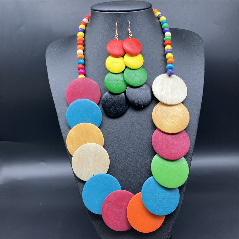 Suite Bohemian Cotton Linen Style Wood Necklaces