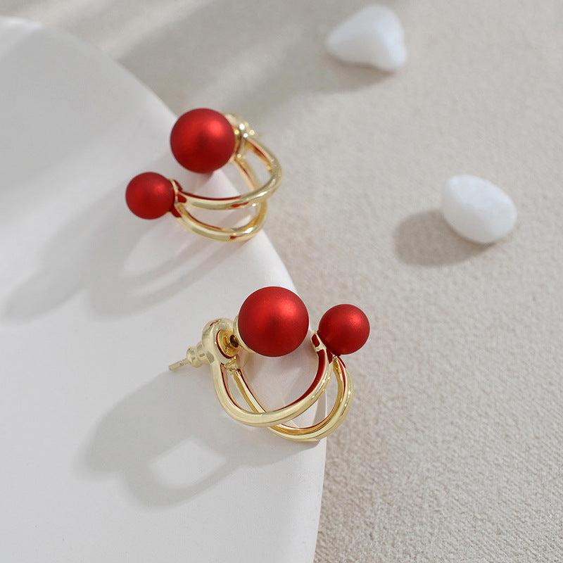Women's Sier Needle Pearl High Sense Ear Unique Earrings