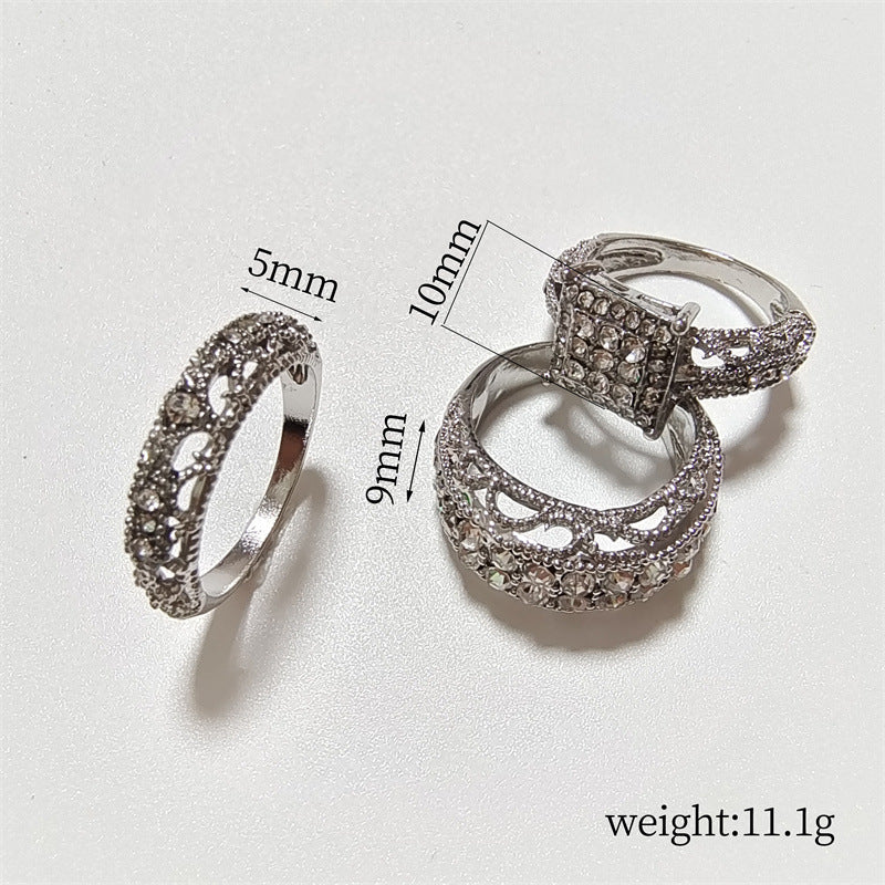 Modisches dreiteiliges Set Diamant-Paar-Handschmuck The Legend Rings