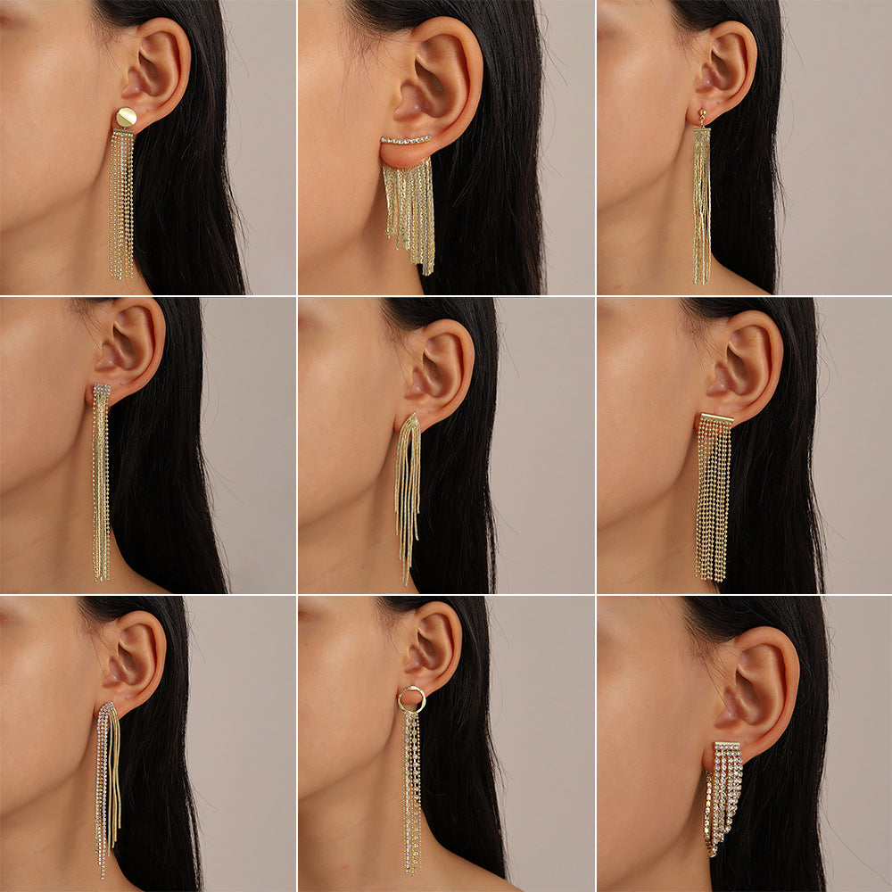 Exaggerated Long Fringe Summer Temperament Copper Earrings