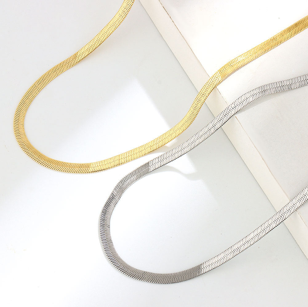 Women's Simple Flat Chain Snake Bones Blade Necklaces