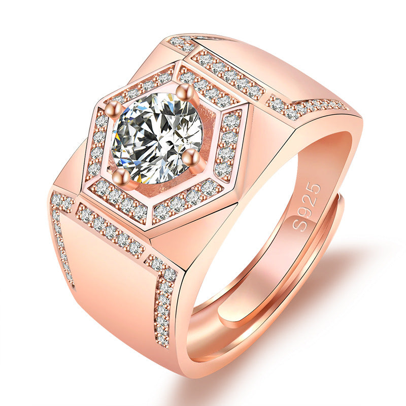 Herrenringe mit imitiertem Moissanit-Karat-Diamant, platiniert
