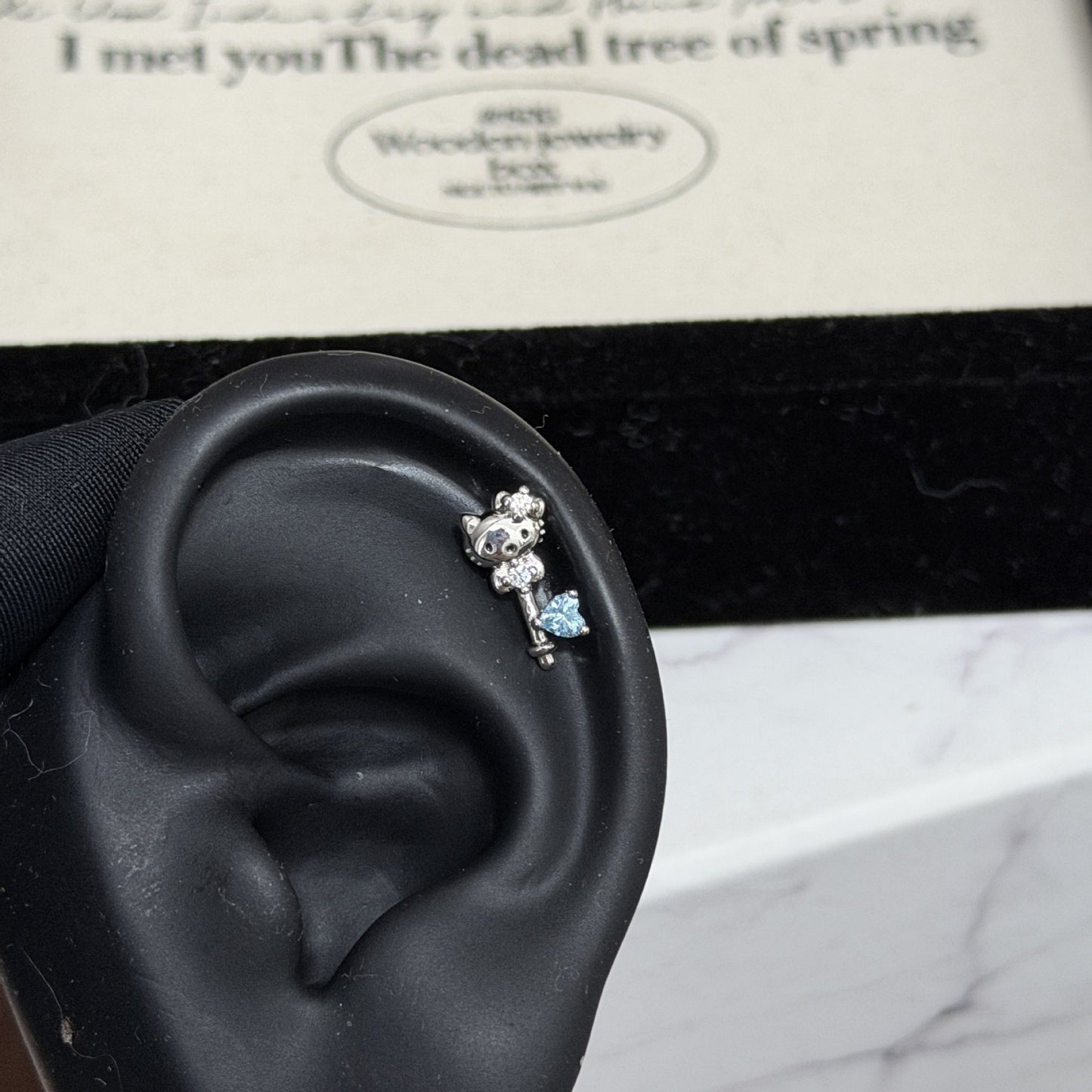 Key Cute Bow Zircon Flat Bottom Titanium Steel Rings