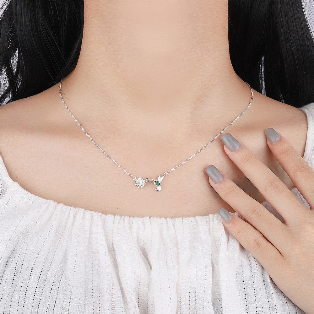 Mori Style Simple Cute Branch Bird Female Korean Diamond Necklaces