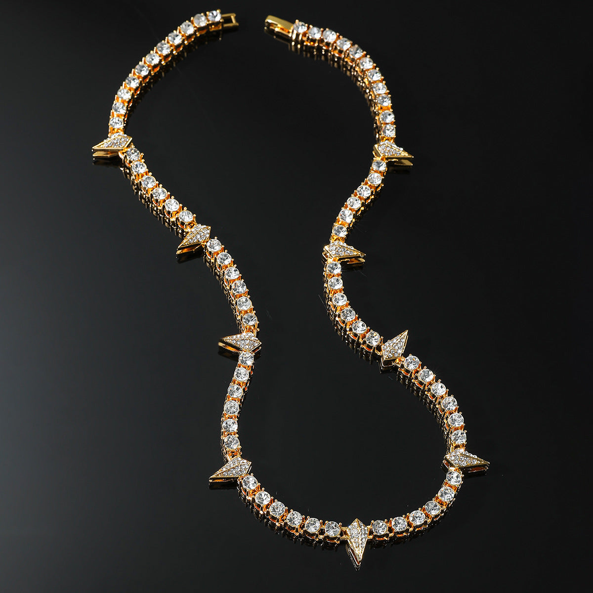 Style Drop-shaped Diamond Stitching Cuban Link Chain Hipster Nightclub Necklaces