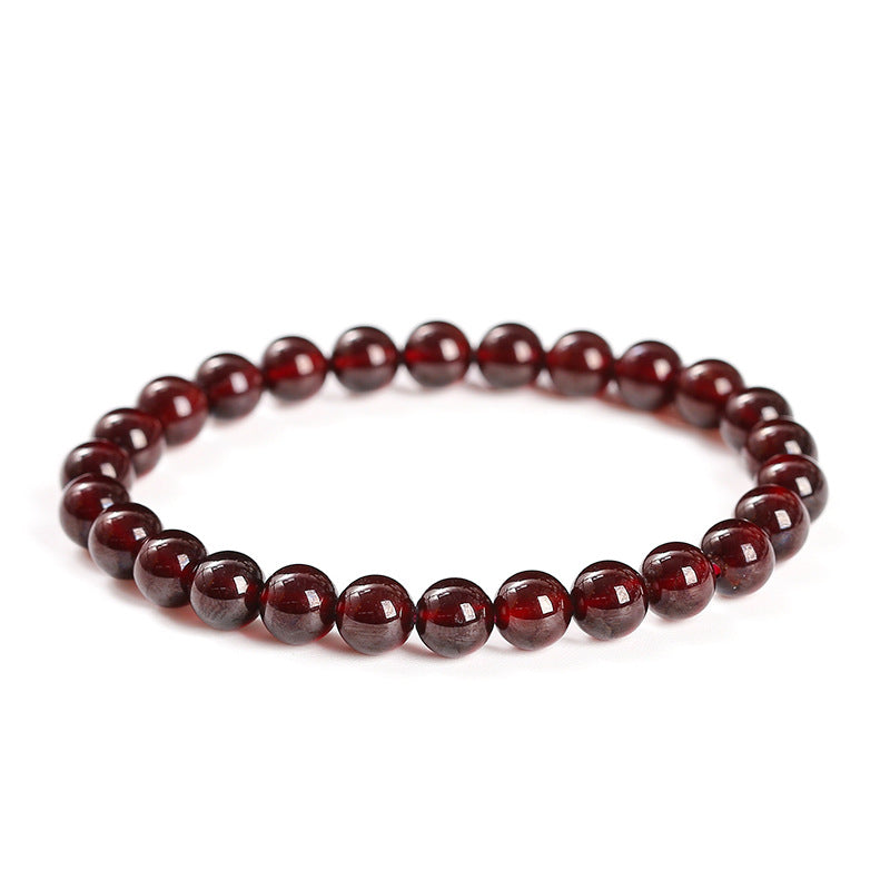 Women's Natural Claret Garnet Simple Stone Crystal Bracelet