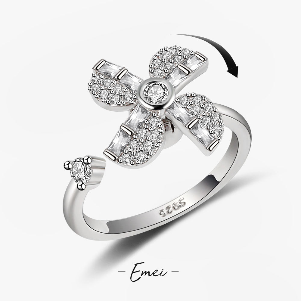 Children's Rotating Decompression Rhinestone Open Small Design Rings