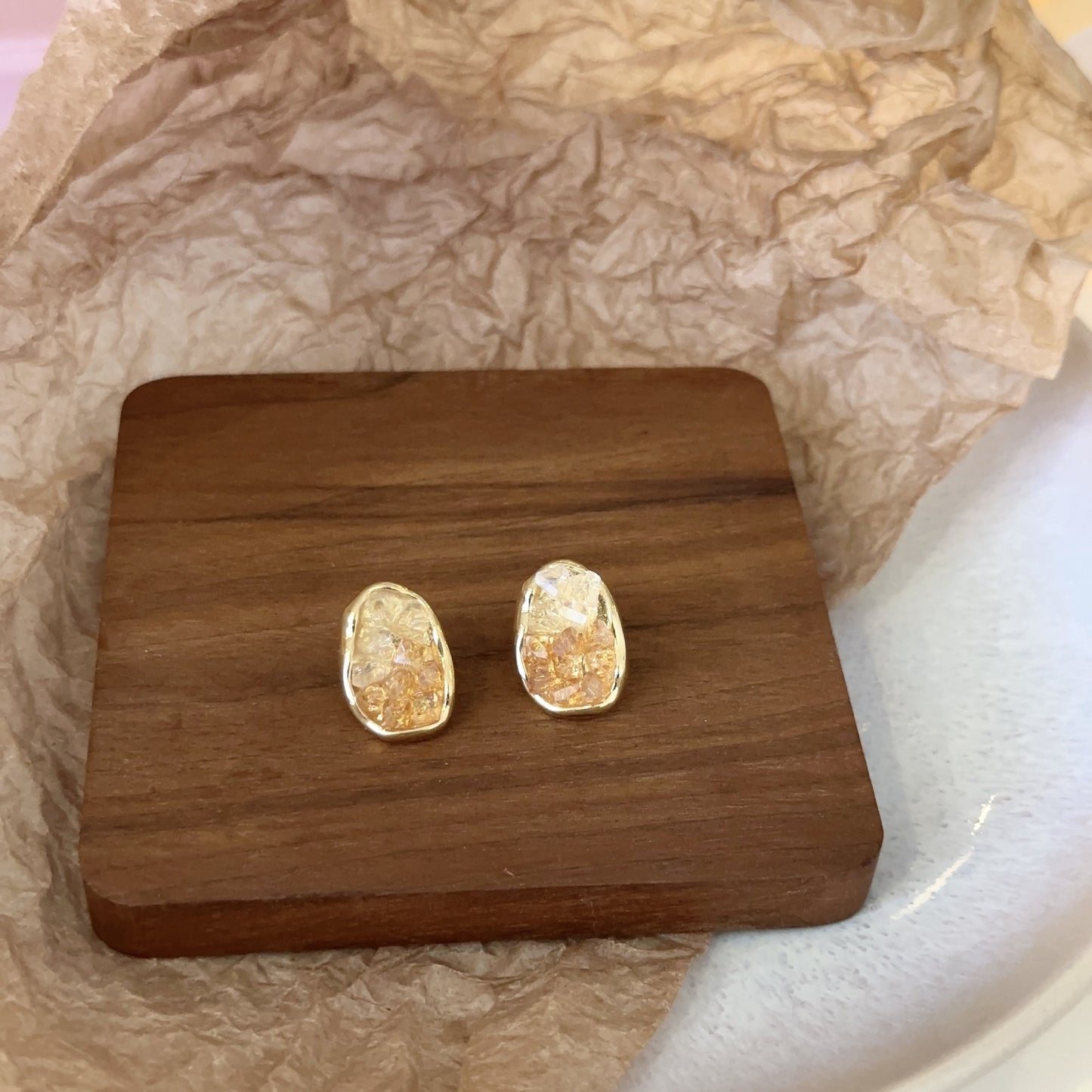 Continent Niche High-grade Champagne Crystal Trendy Earrings