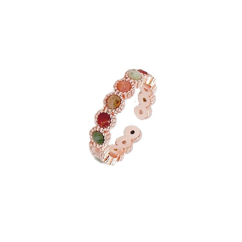 Women's Rainbow Sweet Cool Style Niche High-grade Personality Design Adjustable Index Ring