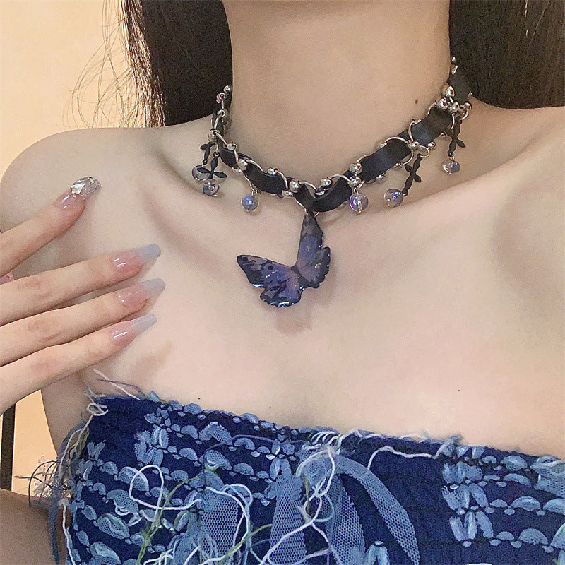 Collier de Niche papillon pour femmes, colliers Punk rétro tendance