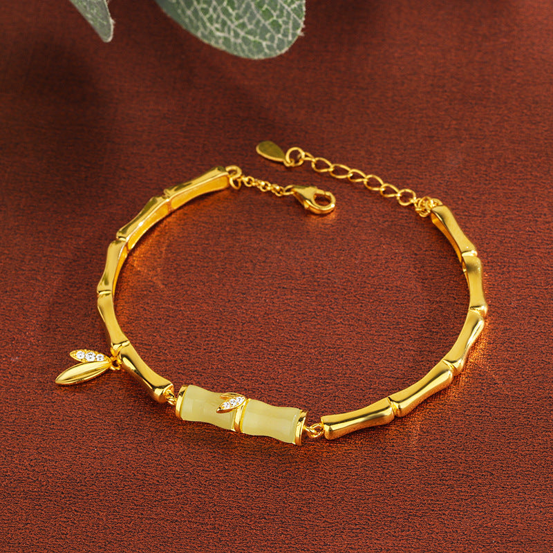 Women's Jade Bamboo Chinese Style High-rise Elegant Bracelets