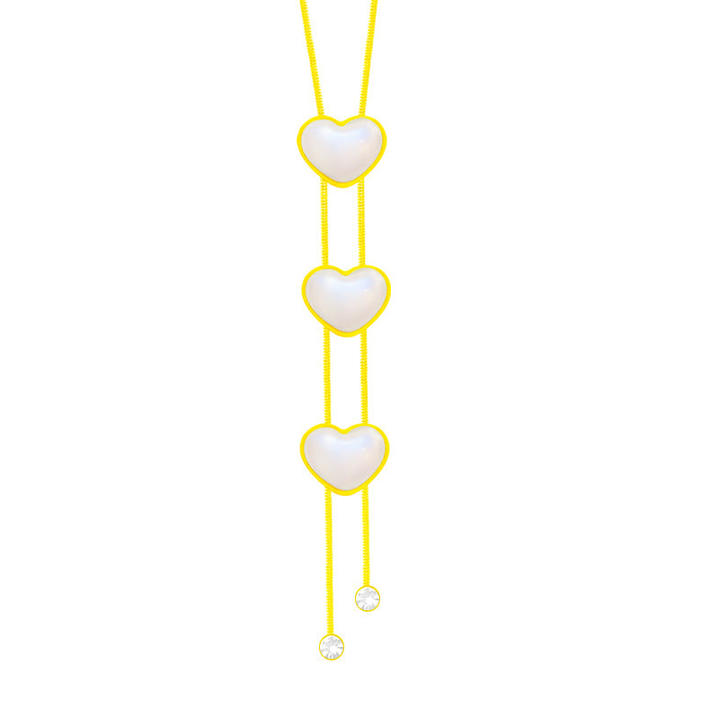 Women's Titanium Steel Love Pearl Light Luxury Temperament Sweater Necklaces