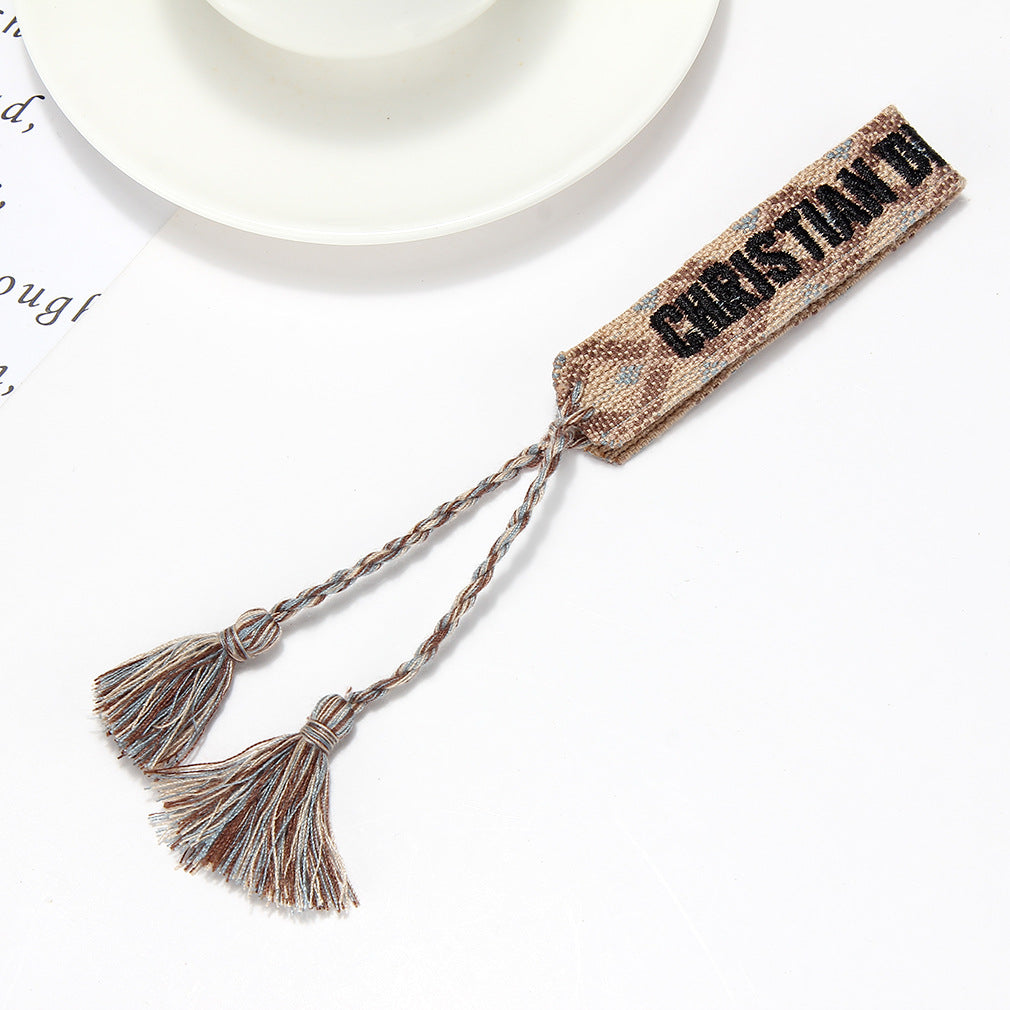 Women's To Joy Lucy Letter Embroidered Fashion Tassel Wristband Bracelets